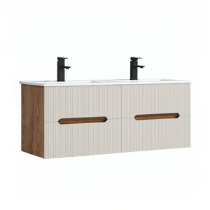 Masca chiuveta baie Trent 120 cu lavoar, 4 sertare, sunset oak-white
