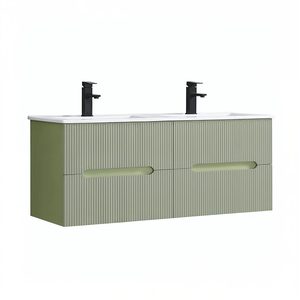 Trent 120 dulap de baie inferior cu chiuvetă ceramică (4 sertare) verde fistic - verde oliv