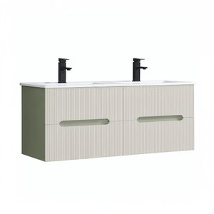 Masca chiuveta baie Trent 120 cu lavoar, 4 sertare, verde-alb