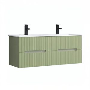 Trent 120 dulap de baie inferior cu chiuvetă ceramică (4 sertare) verde măslin verde-pistachio