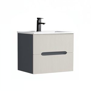 Masca chiuveta baie Trent 60 cu lavoar, 2 sertare, gri antracit-alb