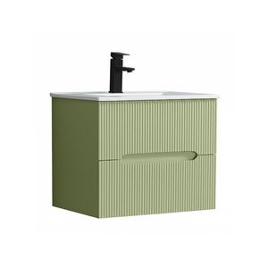 Masca chiuveta baie Trent 60 cu lavoar, 2 sertare, verde deschis