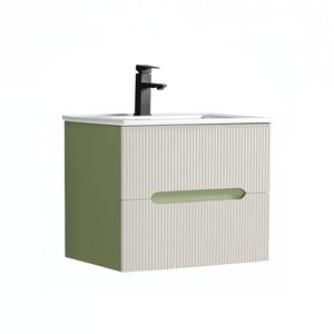 Masca chiuveta baie Trent 60 cu lavoar, 2 sertare, verde deschis-alb