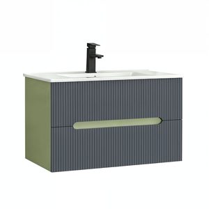 Trent 80 dulap de baie inferior cu chiuvetă ceramică (2 sertare) verde fistic - gri antracit