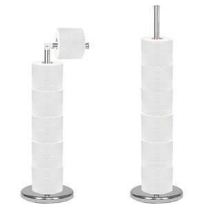 Suport hartie igienica 2 in 1 cu tija mobila, 68.5cm, argintiu