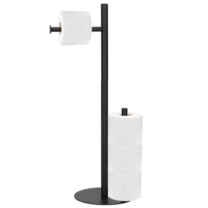 Suport hartie igienica 2 in 1 cu suport rezerve, 55 cm, negru mat