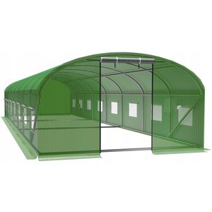 Sera de gradina, tip tunel cu cadru metalic, 400x800cm, verde, 32mp