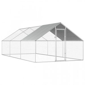 Cotet tarc pentru pasari, din otel galvanizat, cu plasa, 450x300x195cm