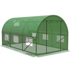 Sera de gradina, tip tunel cu cadru metalic, 300x200cm, verde, 6mp, fereastra suplimentara spate