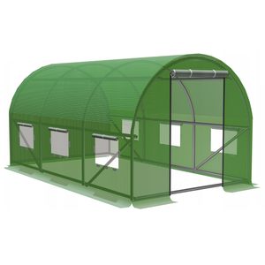 Sera de gradina, tip tunel cu cadru metalic, 300x200cm, verde, 6mp