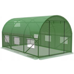 Sera de gradina, tip tunel cu cadru metalic, 350x200cm, verde, 7mp