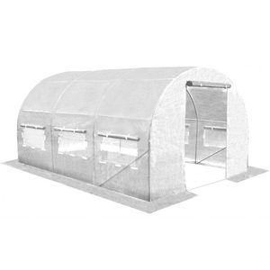Sera de gradina, tip tunel cu cadru metalic, 250x400x200cm, alba, 10mp