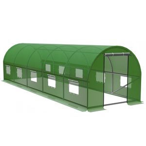 Sera de gradina, tip tunel cu cadru metalic, 300x800cm, verde, 24mp