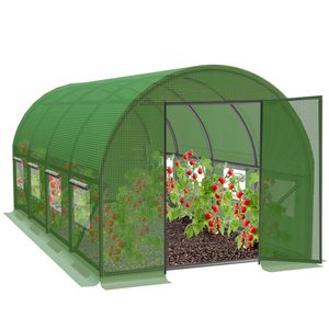 Sera de gradina, tip tunel cu cadru metalic, 300x600 cm, verde, 18 mp, usa cu cadru metalic