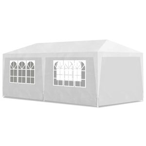 Cort pavilion 6x3m pentru gradina sau evenimente, cu 6 pereti laterali, alb