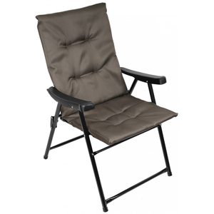 Scaun pliabil de gradina cu perna, structura metalica, 59x66x90 cm, maro