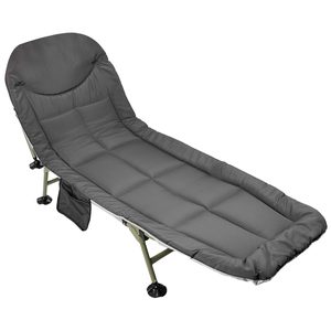 Pat camping turistic, pliabil, Deluxe cu spatar reglabil, maxim 150kg, 190x64x30 cm, gri