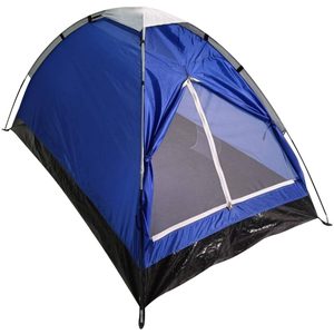 Cort usor de camping 2 persoane, cu plasa tantari, 200x120x100 cm, albastru