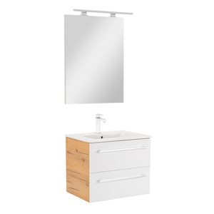Set mobilier baie Vario Clam 60, stejar-alb