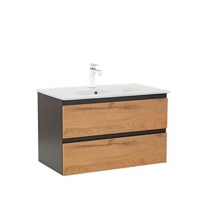 Masca chiuveta baie Vario Forte 80 cu lavoar, antracit-stejar