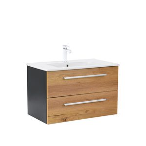 Masca chiuveta baie Vario Clam 80 cu lavoar, antracit-stejar