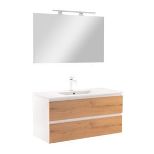 Set mobilier baie Vario Forte 100, stejar alb