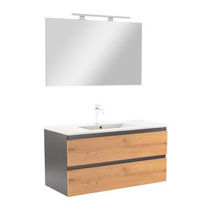 Set mobilier baie Vario Forte 100, antracit-stejar