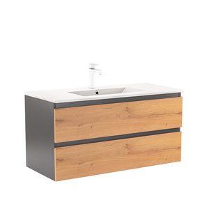 Masca chiuveta baie Vario Forte 100 cu lavoar, antracit-stejar