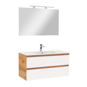 Set mobilier baie Vario Forte 100, stejar-alb