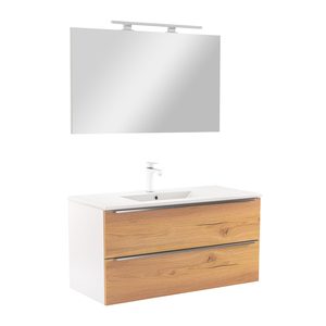 Set mobilier baie Vario Trim 100, stejar alb
