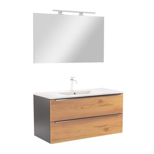 Set mobilier baie Vario Trim 100, antracit-stejar
