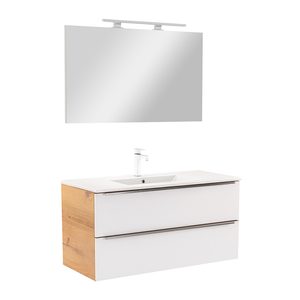 Set mobilier baie Vario Trim 100, stejar-alb
