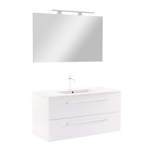Set mobilier baie Vario Clam 100, alb-alb