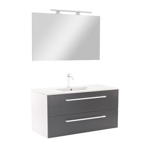 Set mobilier baie Vario Clam 100, alb-antracit