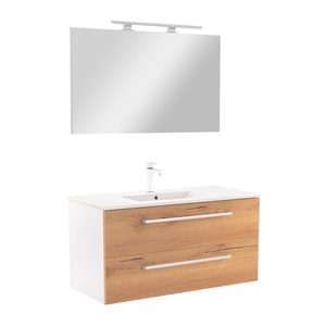 Set mobilier baie Vario Clam 100, stejar alb
