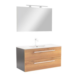 Set mobilier baie Vario Clam 100, antracit-stejar