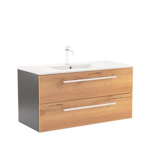Masca chiuveta baie Vario Clam 100 cu lavoar, antracit-stejar