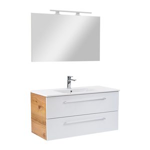 Set mobilier baie Vario Clam 100, stejar-alb