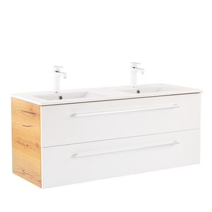 Masca chiuveta baie Vario Clam 120 cu lavoar, stejar-alb