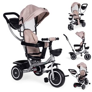 Homelux Triciclu triciclu cu scaun pivotant rabatabil parasolar 2in1 bej