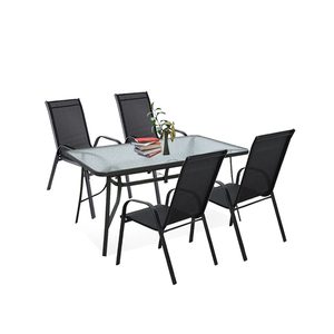 Set mobilier de grădină Arlon 4+1 negru