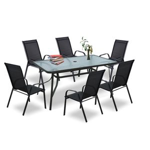 Set mobilier de grădină Arlon 6+1 negru