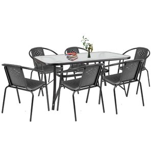 Set mobilier de grădină Elzas 6+1 negru