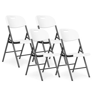 Homelux 4 bucăți scaun pliabil metal și HDPE alb