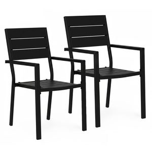 Homelux Set de 2 scaune de grădină cu cadru metalic și scaun din plastic negru