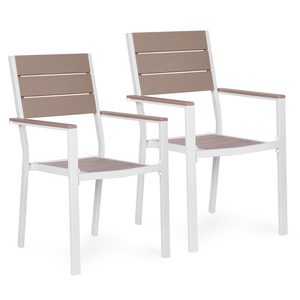 Homelux Set de 2 scaune de grădină cu cadru metalic, scaun din plastic alb