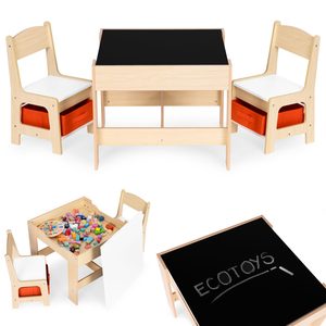 Homelux Mobilier pentru copii set masă 2 scaune cu tablă de cretă