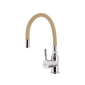 Robinet mixer pentru chiuvetă cu piedestal Corin cu gura de scurgere flexibilă bej