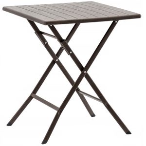 Masa de plastic pliabila, pentru gradina sau balcon, 62x62x73cm, maro imitatie lemn