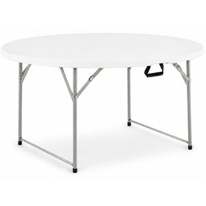 Masa catering rotunda pentru evenimente, pliabila, diametru 180 cm, HDPE, cadru metalic, alb